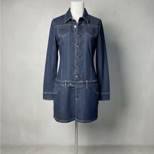 Blue Denim Button-Up Midi Dress